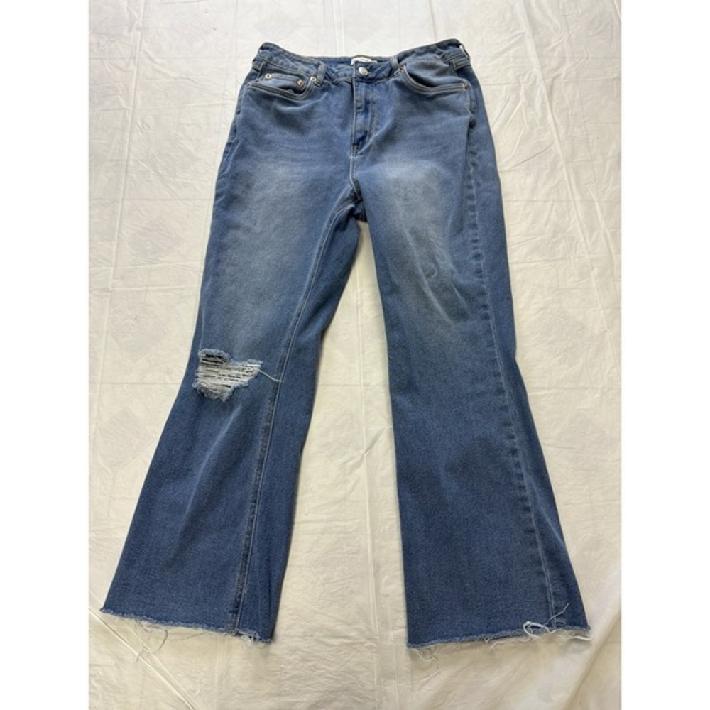 Avec Les Filles Blue High Rise‎ Straight Leg Jeans Size 29 Distressed